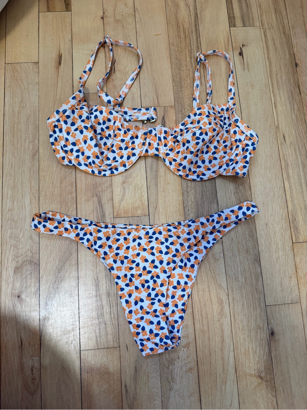 Kulani Kinis Floral Bikini Set in White, Orange & Blue